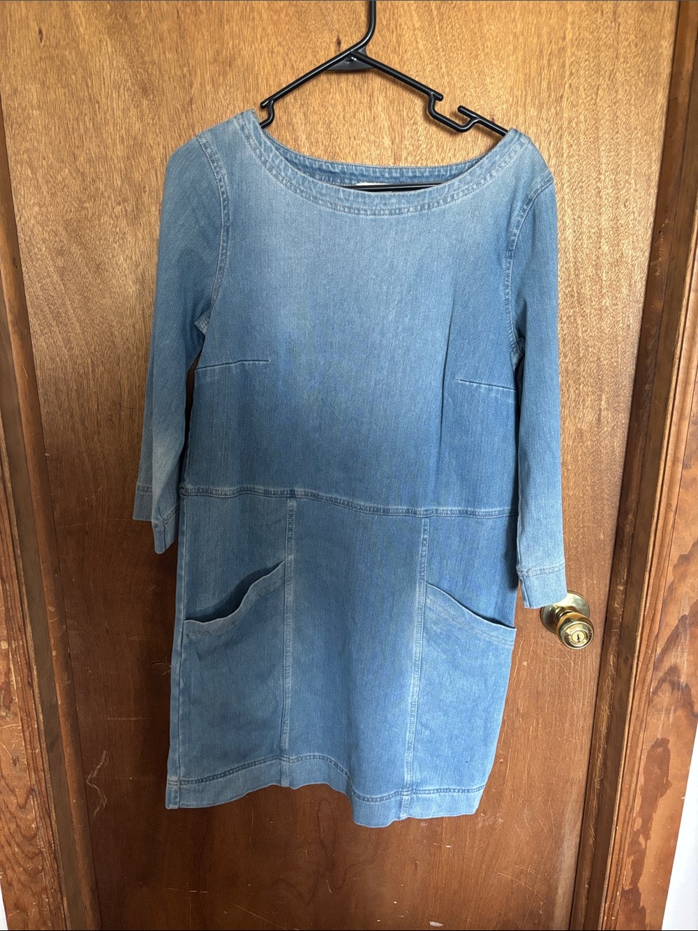 Anthropologie Ag Adriano Goldschmied Light Blue Denim Shift Dress with Pockets